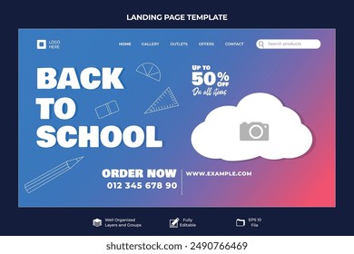 Back to school Landing page vectors template for social media