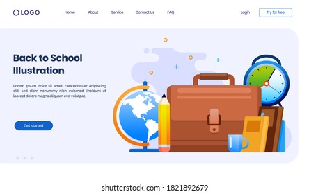 Back to school landing page website illustration flat vector template
