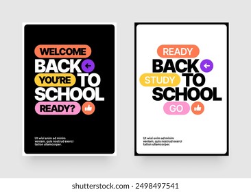 Back to school layout template. Design with colorful geometric shapes and eye catching typography for your flyer, poster, cover, brochure or banner.