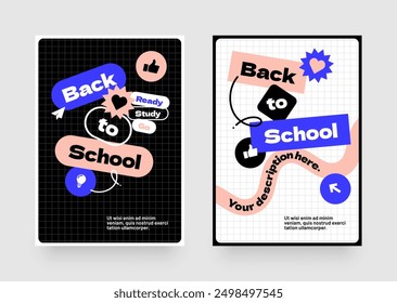 Back to school layout template. Design with colorful geometric shapes and eye catching typography for your flyer, poster, cover, brochure or banner.