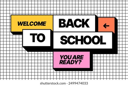 Back to school layout template. Design with colorful geometric shapes and eye catching typography for your flyer, poster, cover, brochure or banner.