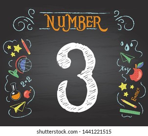 Back to School. Learn Number. Number - three