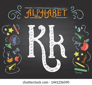 Back to school. Learning alphabet. Alphabet - K