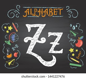 Back to school. Learning alphabet. Alphabet - Z