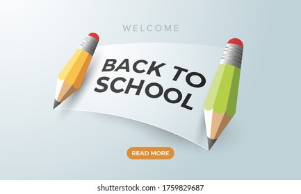 Back to school letter on page paper with pencil background