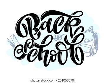 De vuelta a la escuela. Etiqueta de arte por letras. Dibujo manual de carteles de doodle. 