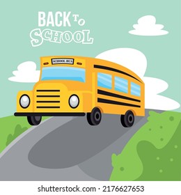back to school lettering with bus