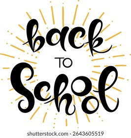 Back to school - lettering calligraphy phrase, handwritten text isolated on the white background. Vector for photo overlays, typography greeting card or t-shirt print, flyer, poster design.