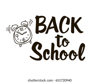 Back to school - lettering calligraphy phrase, handwritten text isolated on the white background. Fun calligraphy for typography greeting and invitation card or t-shirt print design. Vector