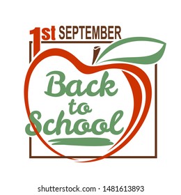 Back to school lettering card. 1st September. Vector illustration