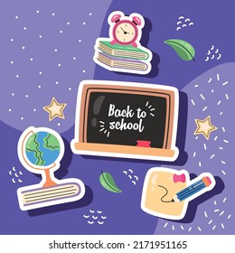 back to school lettering with chalkboard