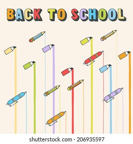 Back to school lettering doodle lines background. Hand drawn vector illustration.
