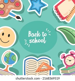 back to school lettering frame with supplies