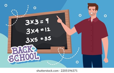 back to school lettering with math teacher