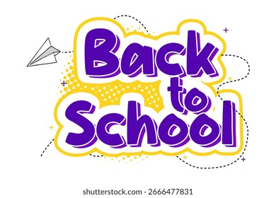 Back to school lettering in modern halftone background style. Vector text design. 
