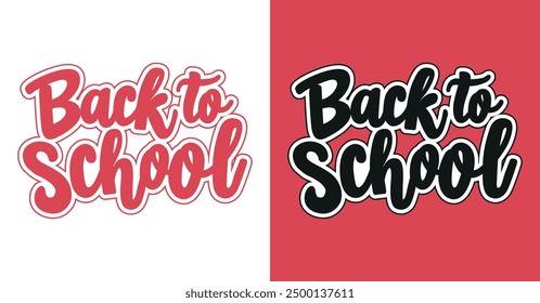 Back to school lettering in modern style. Vector colorful text design.