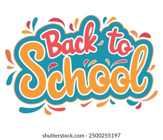 Back to school lettering in modern style. Vector colorful text design.