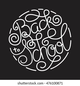 Back to school lettering on chalkboard background. Vector illustration for your design