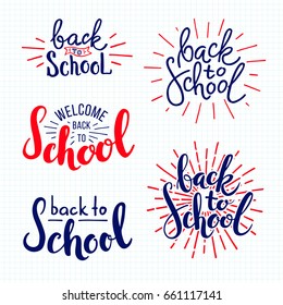 Regreso a la escuela. letras en papel de cuaderno forrado