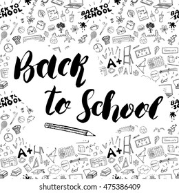 Back to School lettering quote, vector illustration