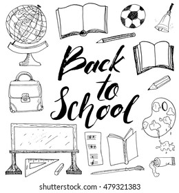 Back to School lettering quote, vector illustration