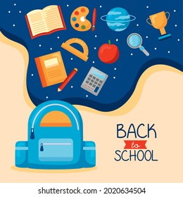 back to school lettering with schoolbag