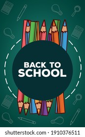 back to school lettering with set colors supplies vector illustration design