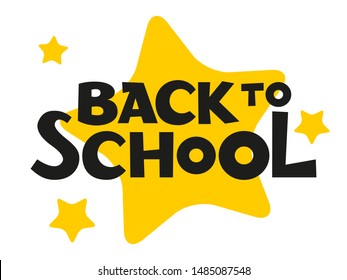 Back to school lettering. Sticker pack. Vector illustration.