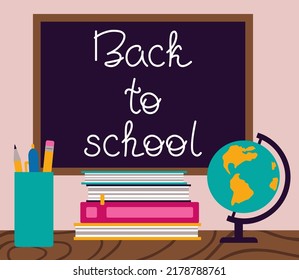 Back To School Lettering Vector Illustration In Flat Style