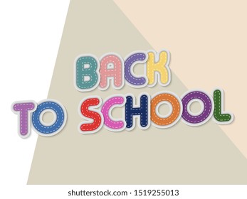back to school letters banner with border stitches