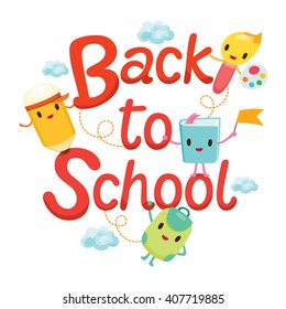 Back To School Letters With Education Characters, Stationery, Book, Children, Subject
