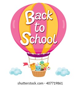 Back To School Letters On Balloon With Education Characters, Stationery, Book, Children, Subject
