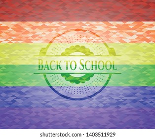 Back to School lgbt colors emblem. Vector Illustration. Mosaic.