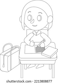 Back to School Line Art illustrations