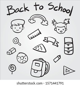 Back to school line drawing cartoon.