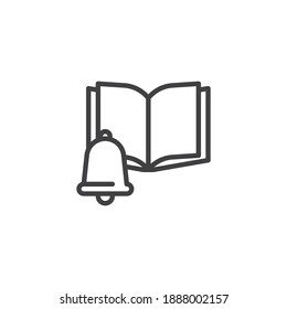 Back to school line icon. linear style sign for mobile concept and web design. Book and ring bell outline vector icon. Symbol, logo illustration. Vector graphics