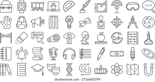 Conjunto de iconos de línea de regreso a la escuela – Iconos editables de vectores de Educación, aprendizaje y estudio de trazos