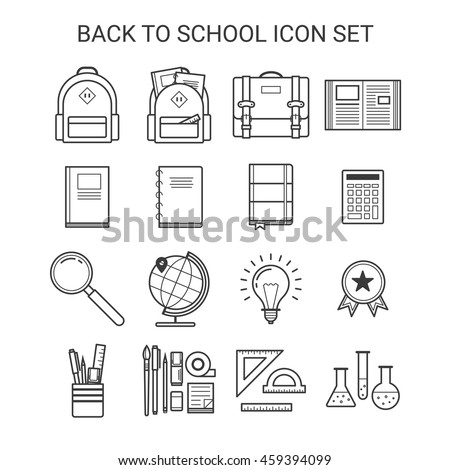 Back To School line icon set