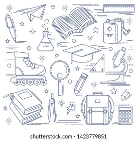 back to school line vector