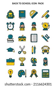Back to School Lineal Color Icon Pack Vector Illustration.