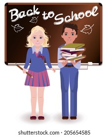 Back to School. Little schoolchild, vector illustration