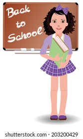 Back to School. Little schoolgirl. vector illustration