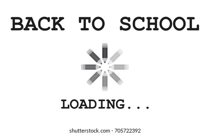 Back to school loading. Load pencil icon. Load system. Data load. Loading bar. Isolated vector illustration.