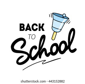 Back to school logo with a bell. Vector illustration.