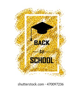 back to school logo design lettering. gold glittering back to school logotype