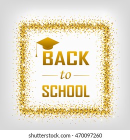 back to school logo design lettering. gold glittering back to school logotype