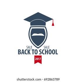 Back to School logo or emblem. Sale and Best offers. Vector illustration