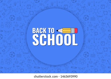 Back to school. Back to school logo on doodles background. Vector illustration