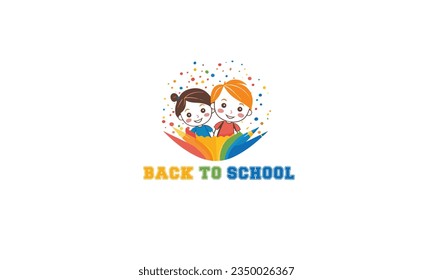 Back to school logo simple flat design white background