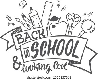 Back to school and looking cool lettering. Kid logo